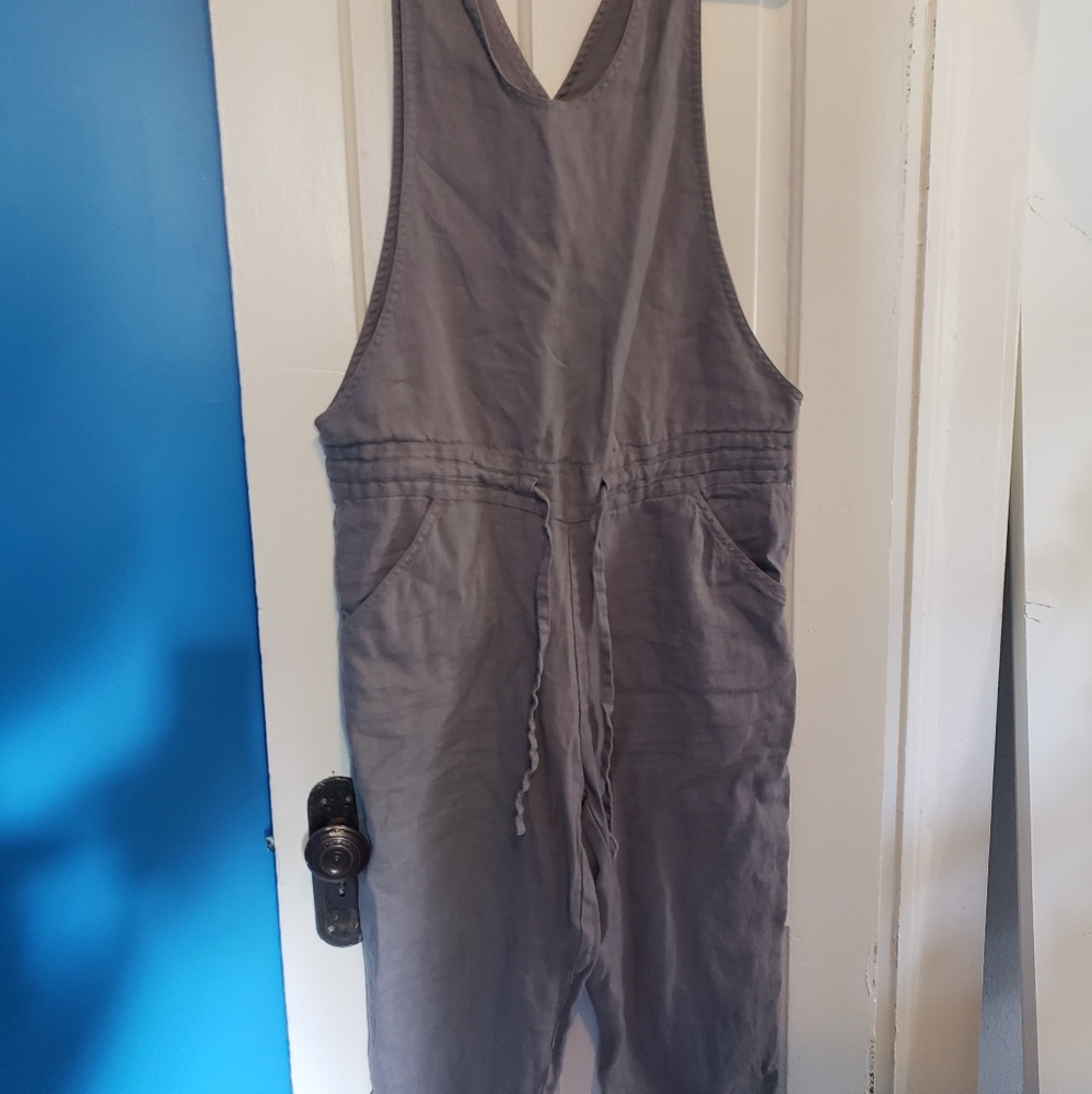 Casual Women's Gray Linen Jumpsuit